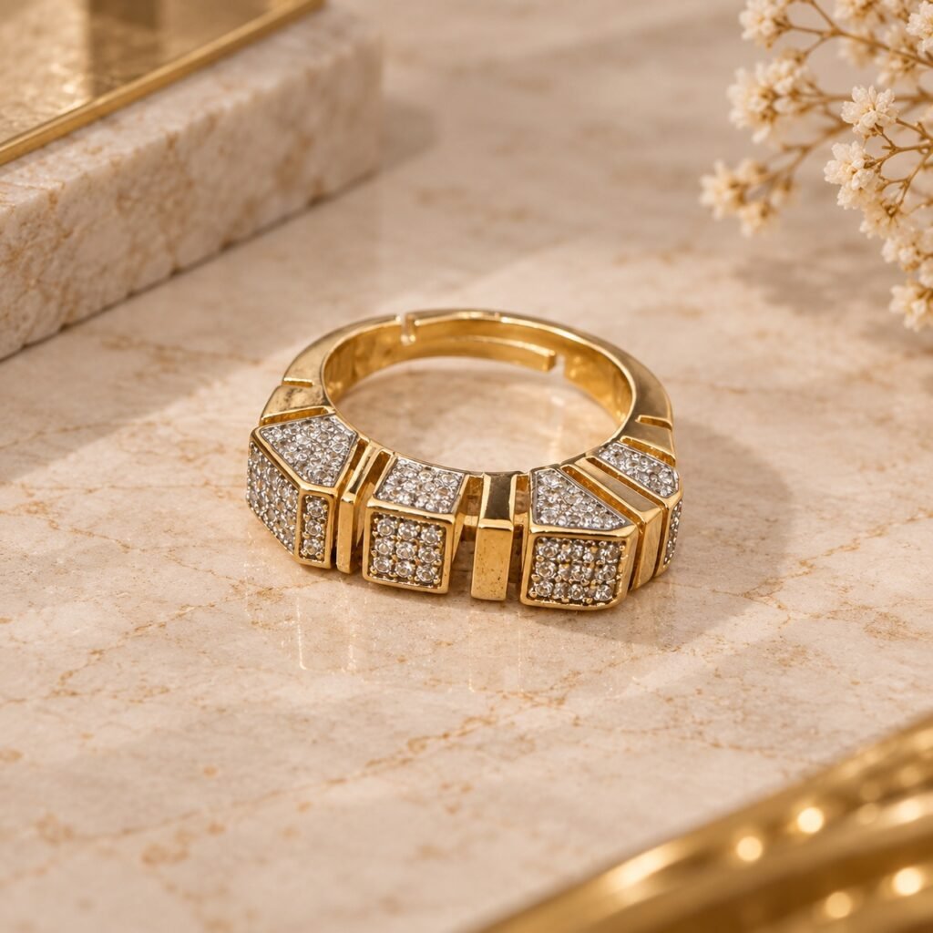 خاتم Geometric Pavé
