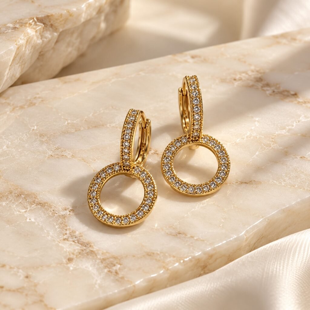 أقراط Pavé Circle