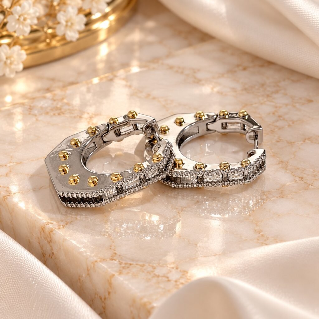 أقراط Golden Stud Hoop